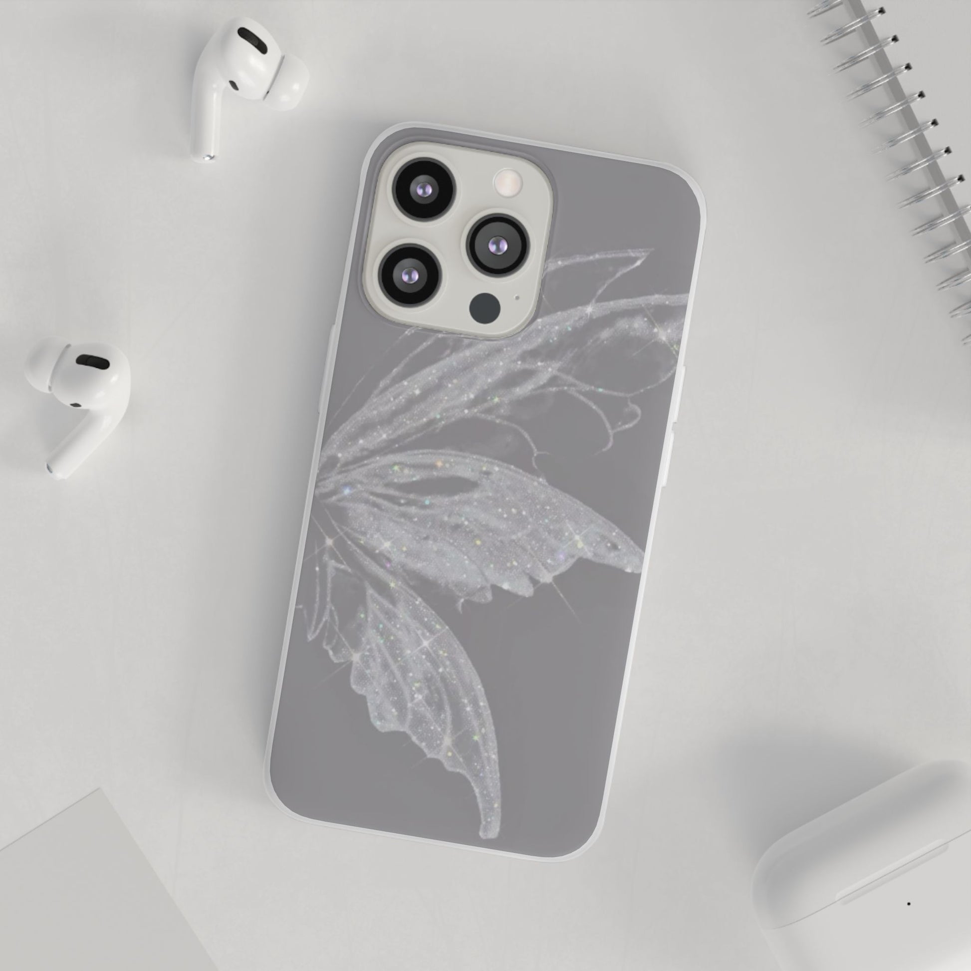 Elegant Butterfly Flexi Cases, Phone Cover, Protective Shell, Gifts for Her, Customizable Phone Cases, Floral Butterfly Design