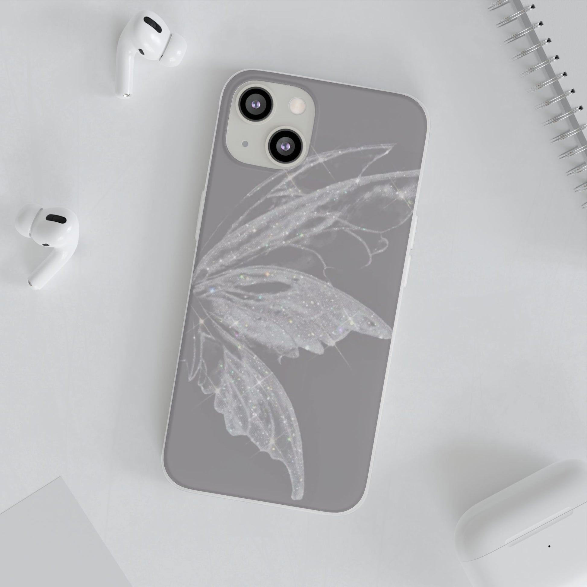 Elegant Butterfly Flexi Cases, Phone Cover, Protective Shell, Gifts for Her, Customizable Phone Cases, Floral Butterfly Design