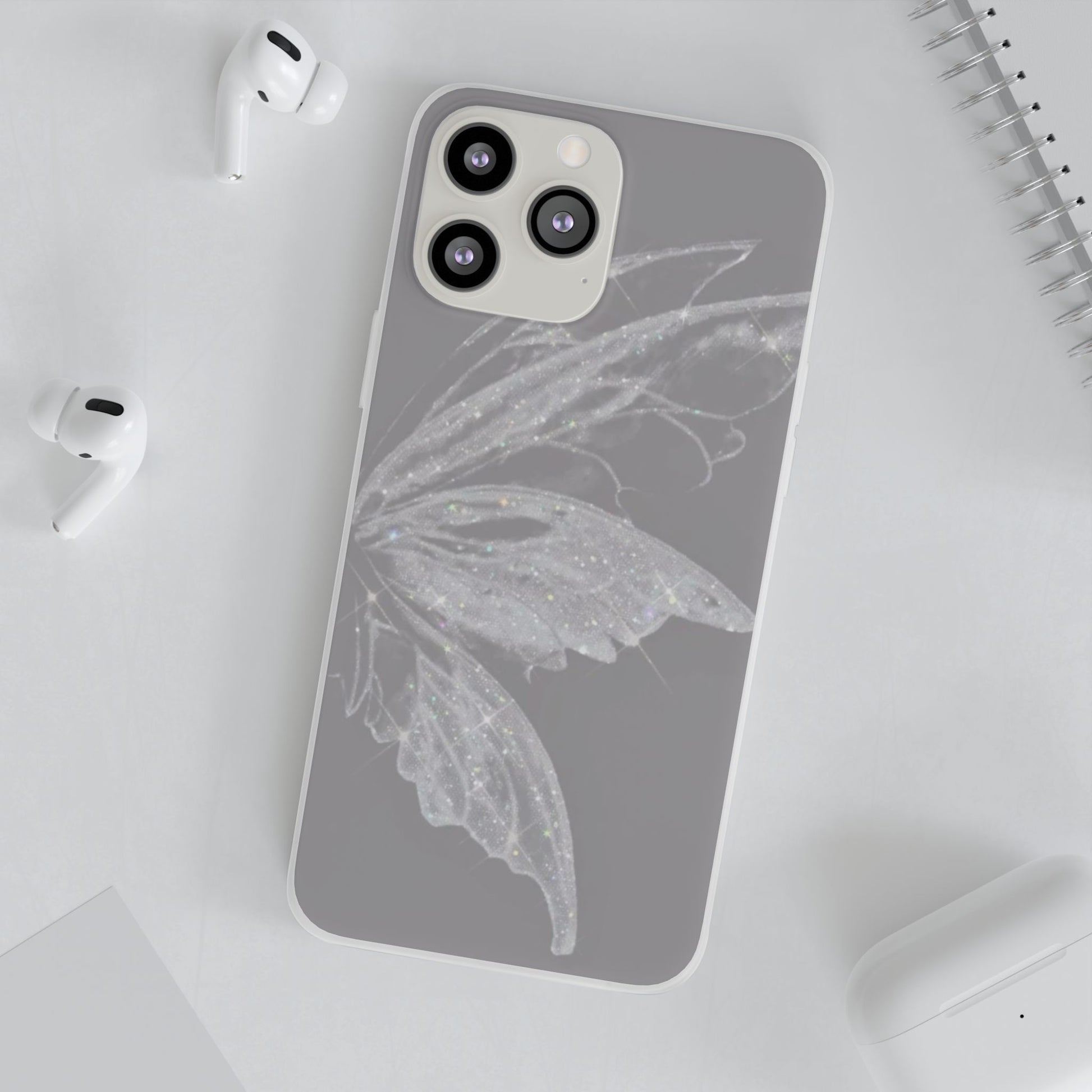 Elegant Butterfly Flexi Cases, Phone Cover, Protective Shell, Gifts for Her, Customizable Phone Cases, Floral Butterfly Design